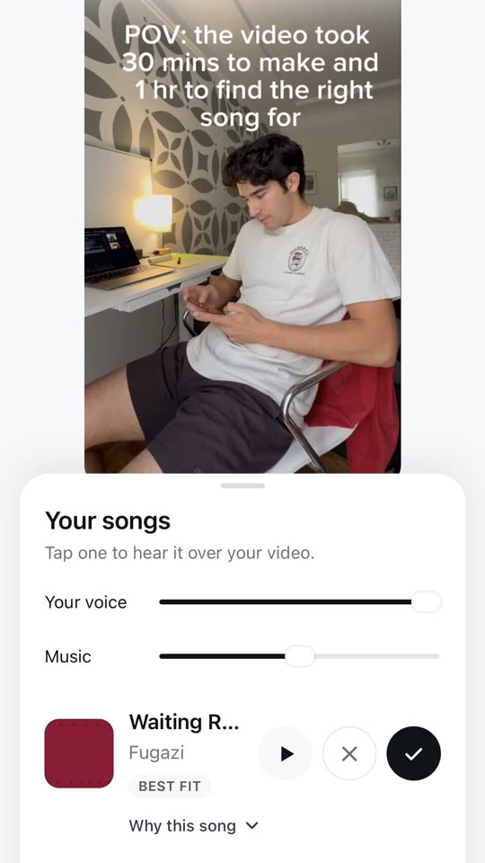A Songfit result: a song and the part of it to use